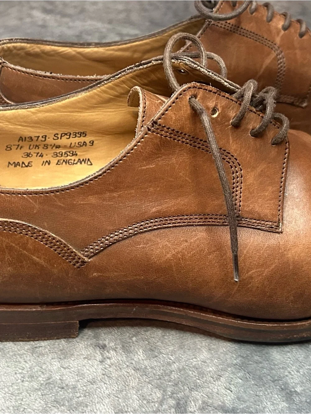 Alfred Sargent for J.Crew Brown Leather derby Cap-Toe classic dress shoes